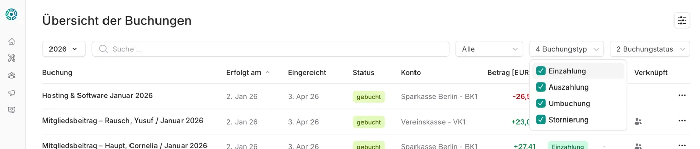 Buchungstyp-Filter