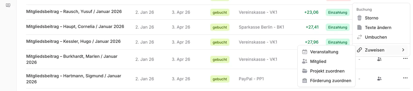 Zuweisen – alle Optionen