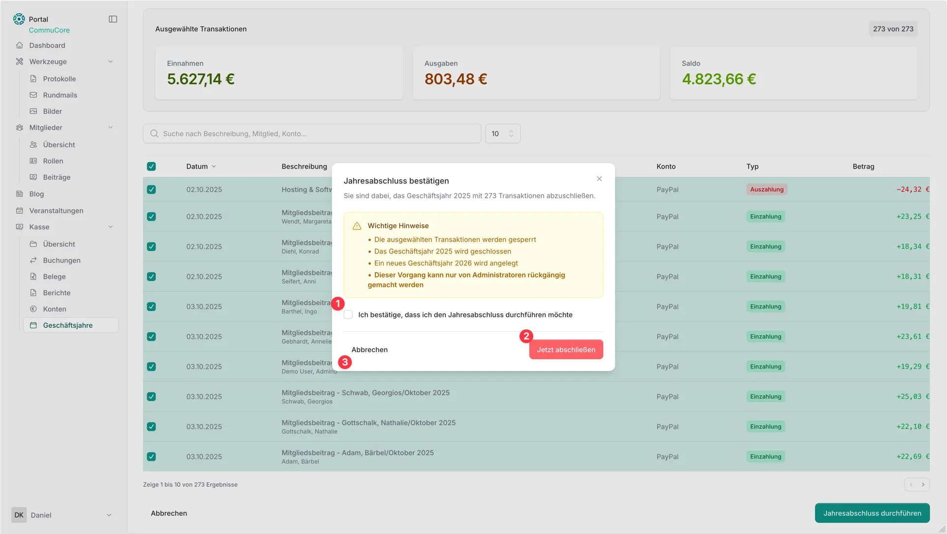 Jahresabschluss bestätigen