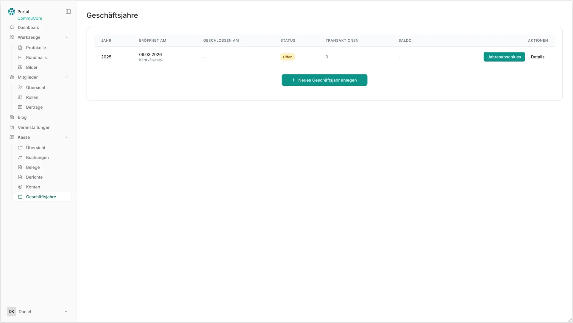 Übersicht der Geschäftsjahre