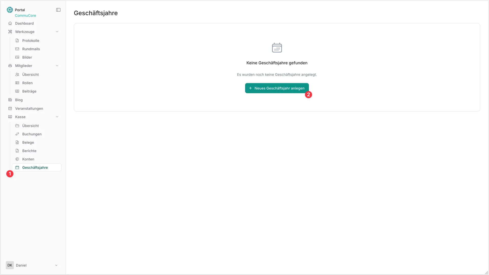 Neues Geschäftsjahr anlegen