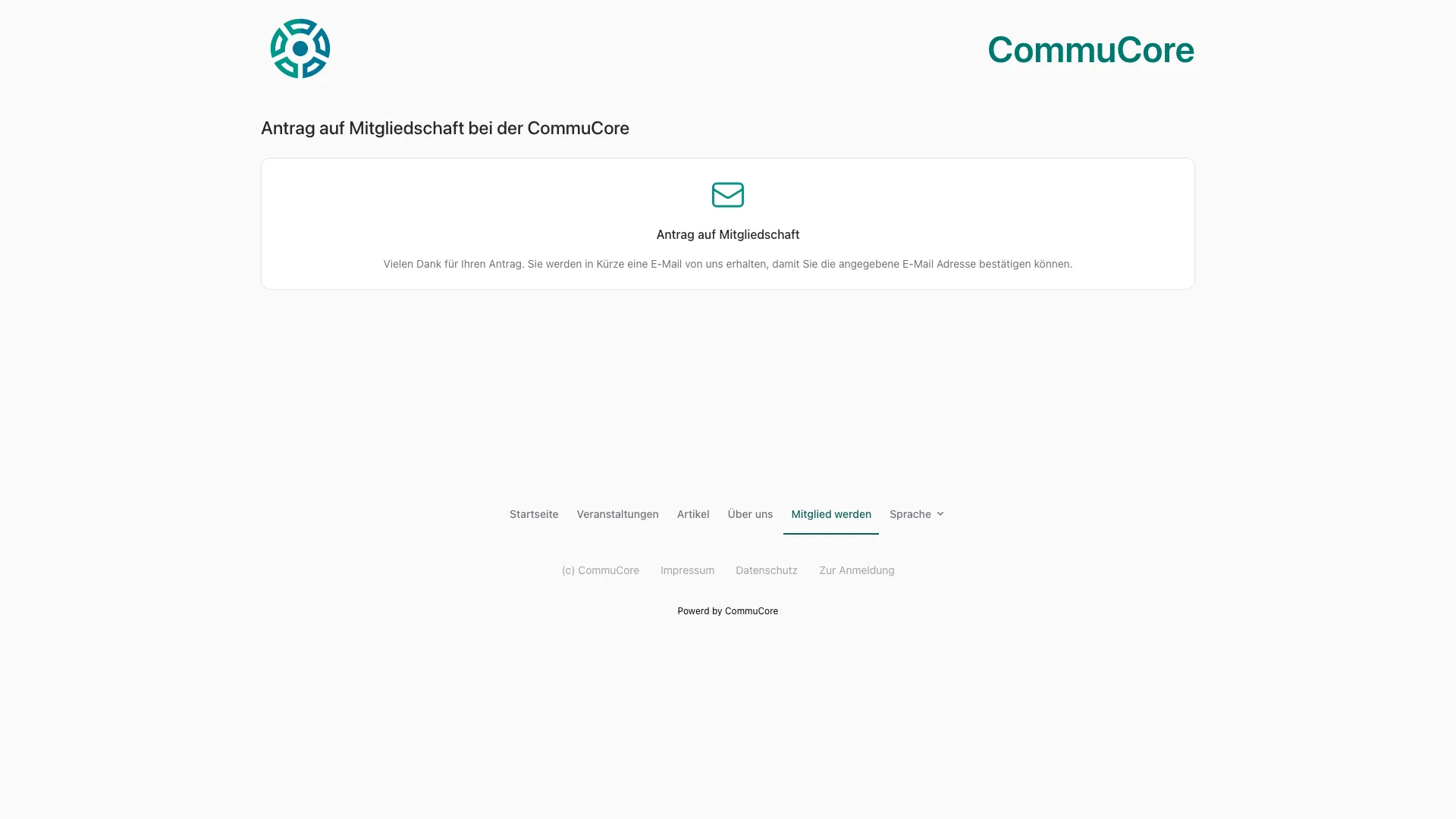 Bestätigung der Anmeldung