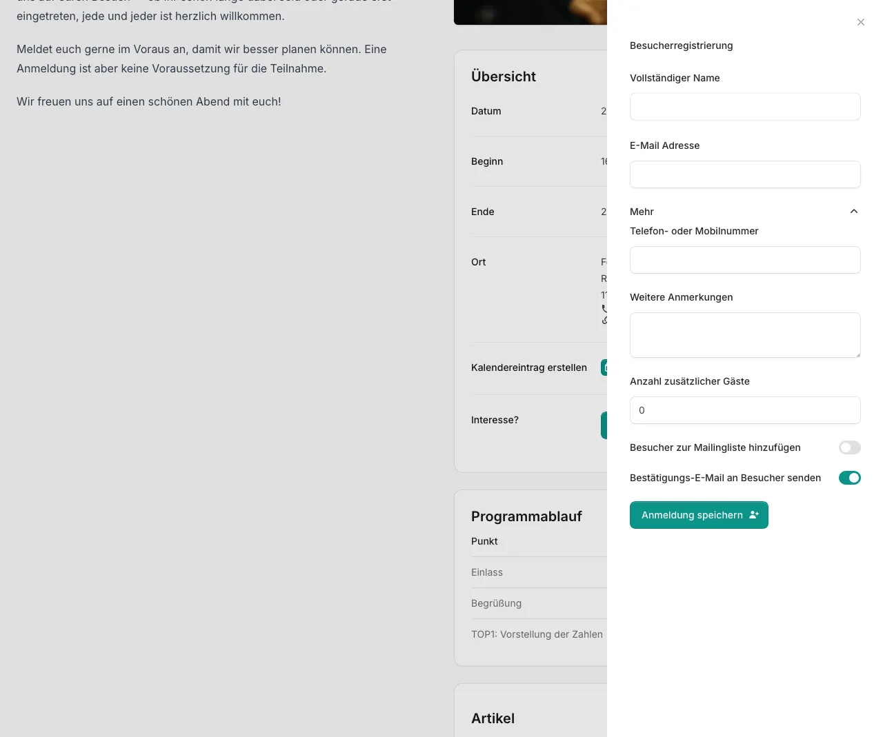 Besucherregistrierung