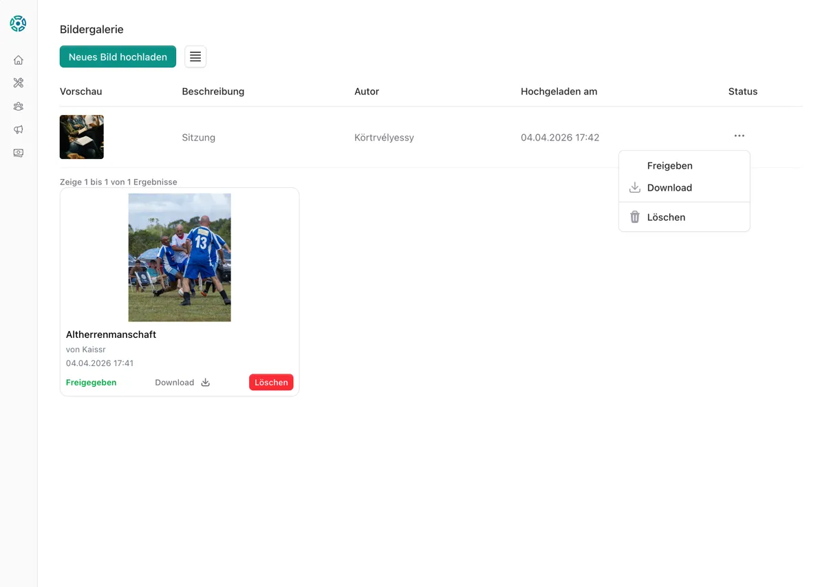 Freigabe von hochgeladenen Bildern
