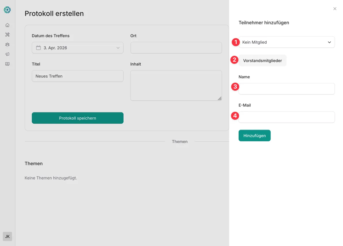 Teilnehmer hinzufügen